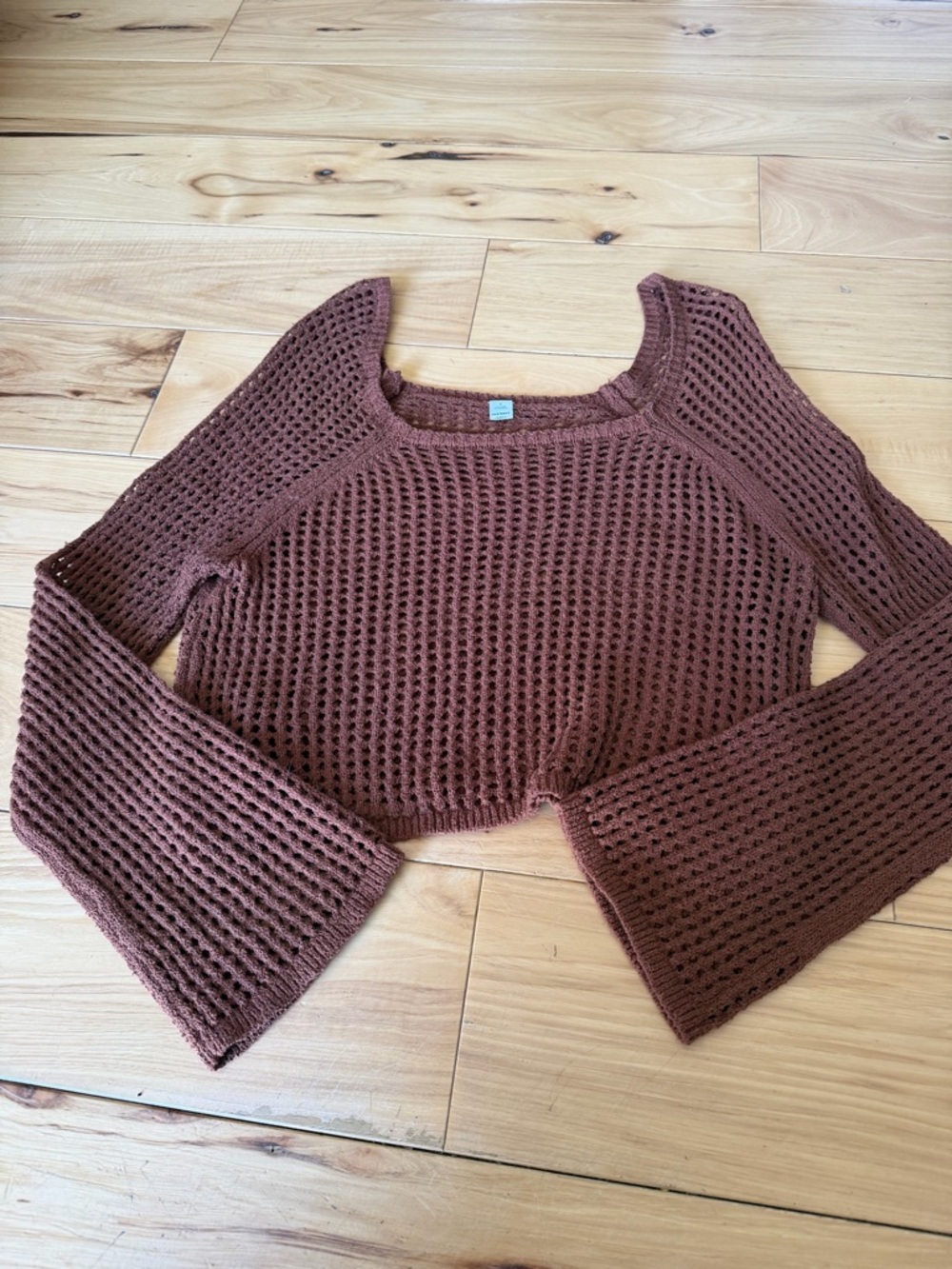 Old Navy Off-the-Shoulder Cropped Open-Knit Sweater - Brown
